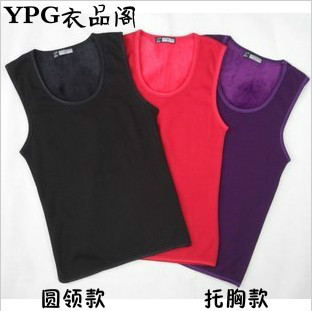 Winter hot-selling female plus velvet thickening body shaping abdomen drawing basic low thermal vest underwear spaghetti strap