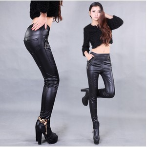 Winter leather pants female trousers, plus velvet leather pants,female self-cultivation thickened simulation leather pants