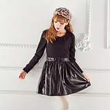 Winter long-sleeve skirt vivi puff sleeve leather mosaic 81203 one-piece dress