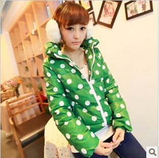 Winter lovely outerwear pillow polka dot down coat female thickening thermal wadded jacket free shipping