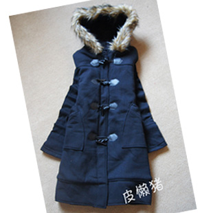 Winter maternity clothing thickening berber fleece with a hood horn button maternity outerwear cotton-padded jacket wadded