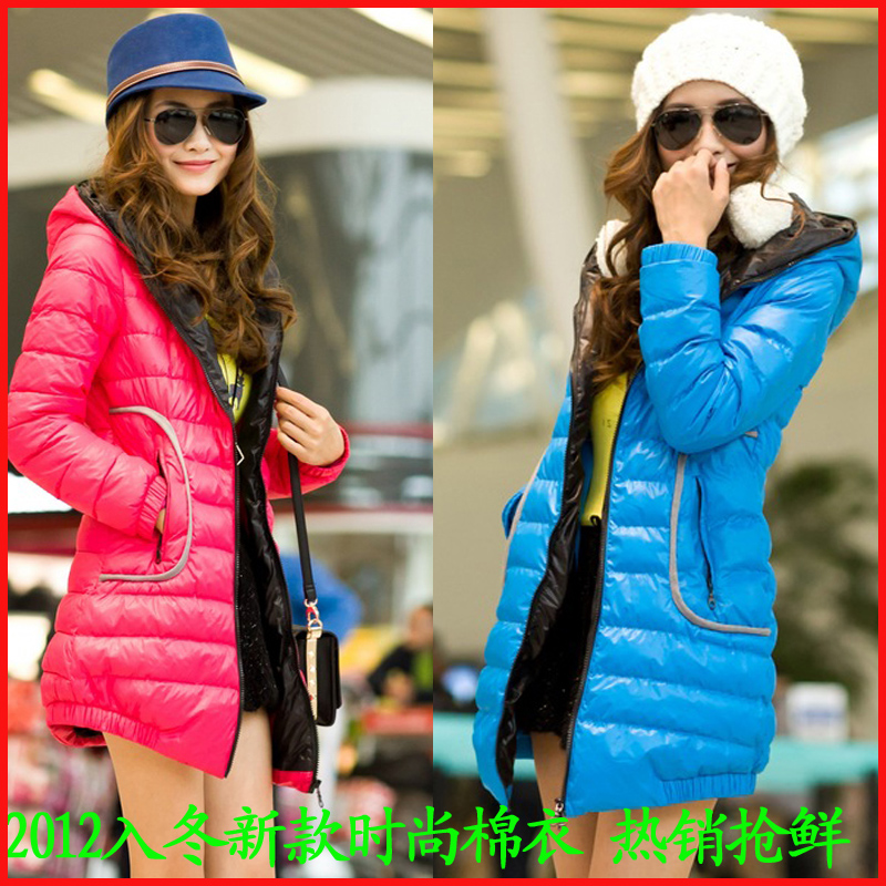 winter medium-long wadded jacket female slim  hood down coat cotton-padded jacket women's outerwear