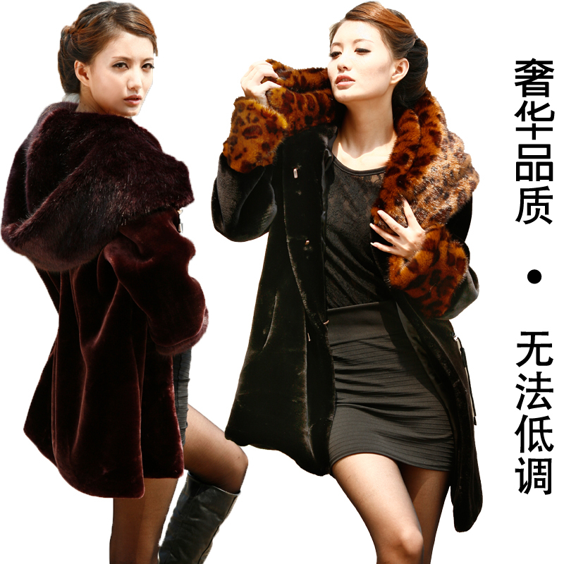 Winter mink overcoat marten velvet fur coat fur tie cap long design thermal blankets