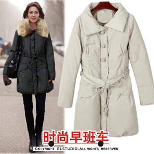 Winter new arrival 2012 fashion thermal lacing slim fur collar long design down coat female jk630