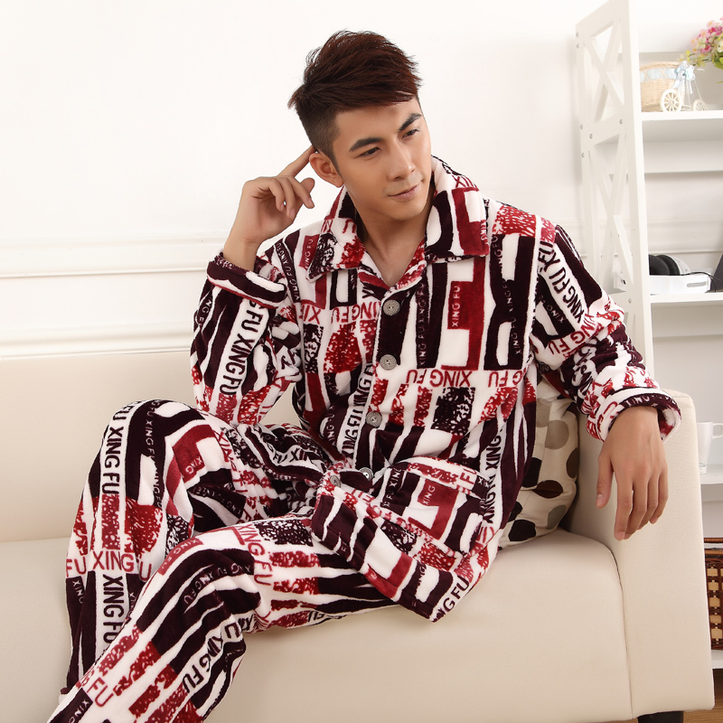 Winter new arrival british style male long-sleeve flannel set lounge sleepwear es8247