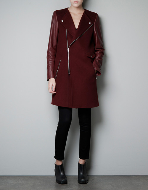 Winter new arrival fashion noble red wool velvet slim vintage leather patchwork outerwear wool coat