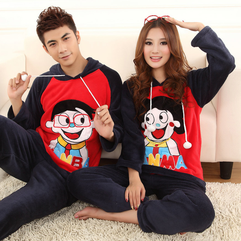 Winter new arrival lovers long-sleeve coral fleece set sleepwear male es0331-1 female es0332-1