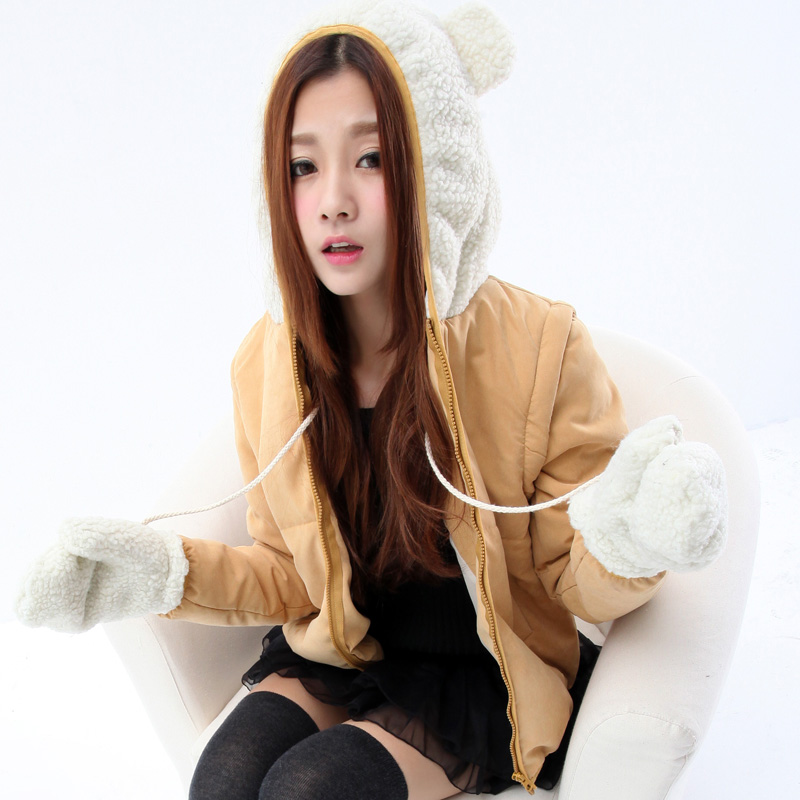 Winter new arrival with a hood berber fleece two ways short design winter wadded jacket cotton-padded jacket cotton-padded