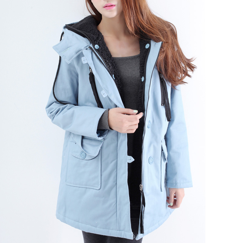 Winter new arrival with a hood loose two ways berber fleece thermal winter wadded jacket cotton-padded jacket cotton-padded