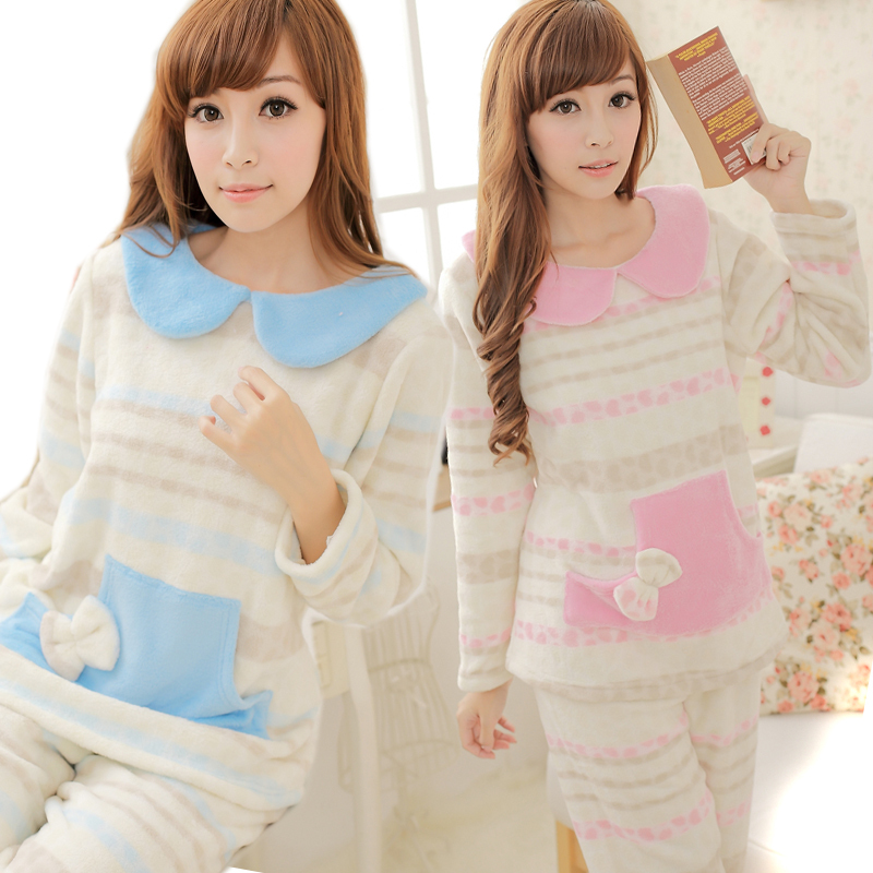 Winter new arrival women's coral fleece sleepwear sweet long-sleeve lounge set