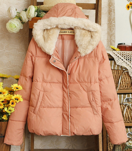 Winter new arrival women's sweet candy color slim thermal small cotton-padded jacket solid color hooded wadded jacket outerwear