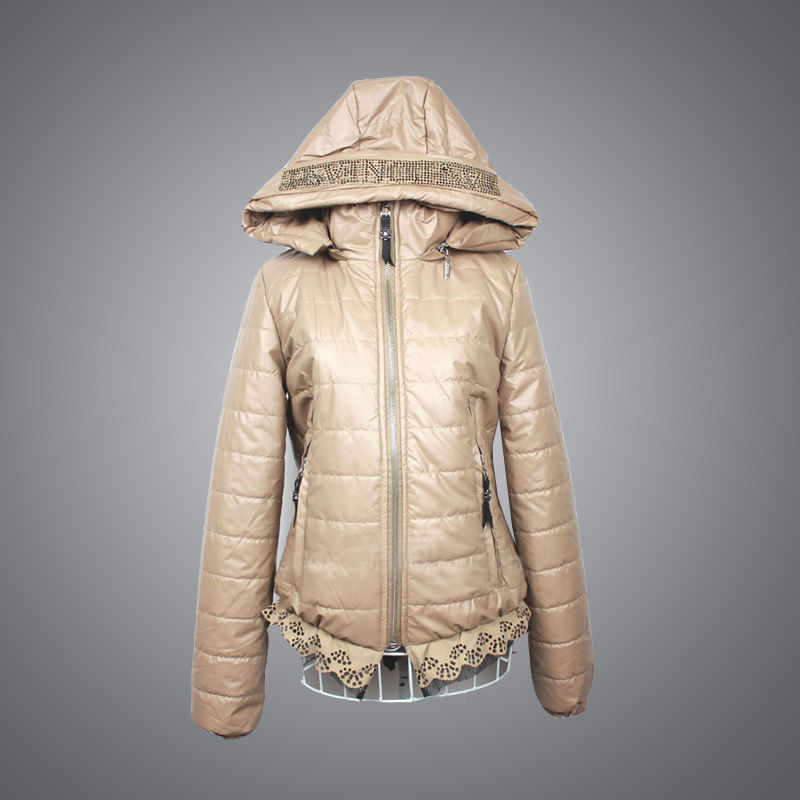 Winter new arrival women's thermal PU wadded jacket cotton-padded jacket laciness short design cotton leather clothing outerwear