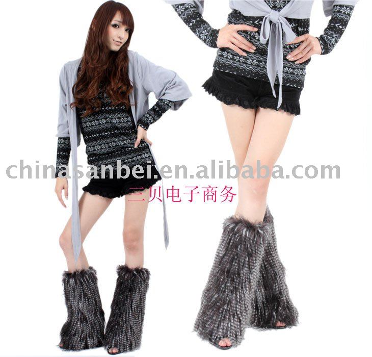 winter new fashion FAUX FUR MUFF BOOT COVER LEG  WARMER kneecap RABBIT FUR