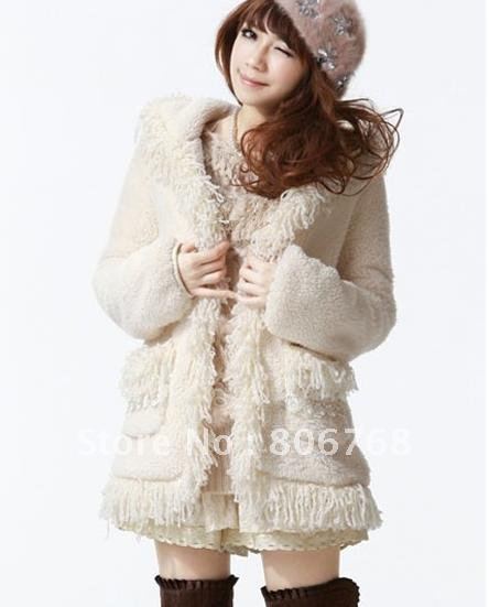 Winter new Korean Women snow cashmere hooded long section of loose lovely coat Free Shipping