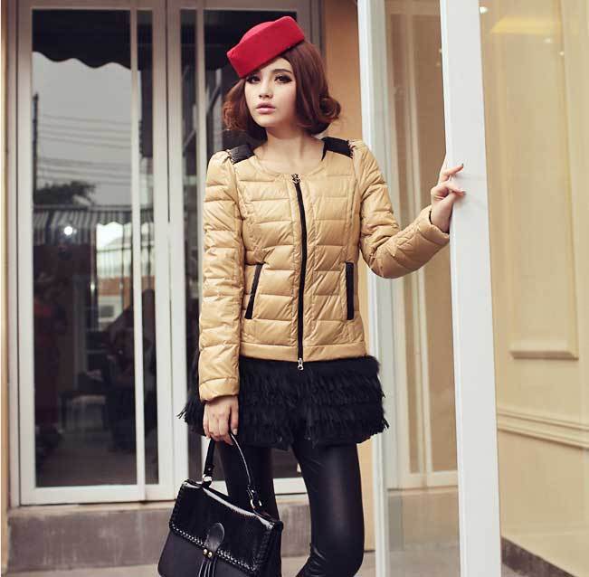 Winter o-neck medium-long down coat female fashion slim