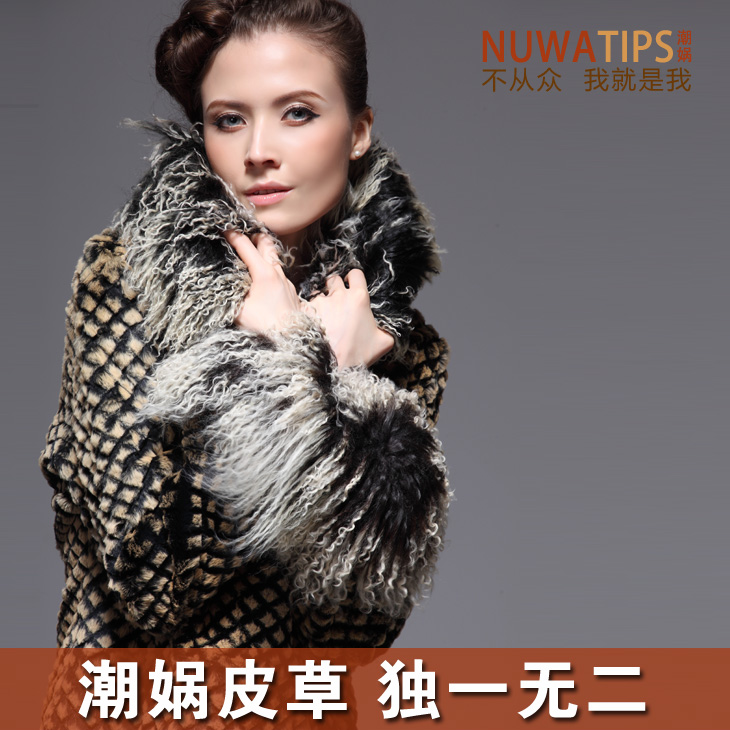 Winter outerwear 2012 autumn and winter women wool full leather rex rabbit hair fur overcoat