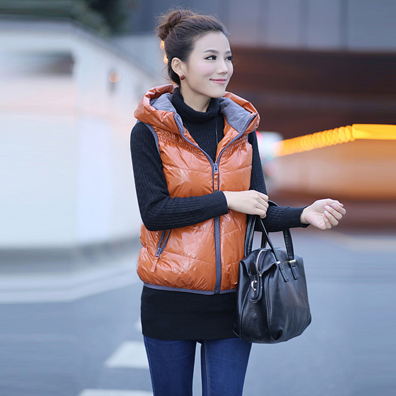 Winter outerwear 2012 cotton vest female plus size short design with a hood zipper casual women's