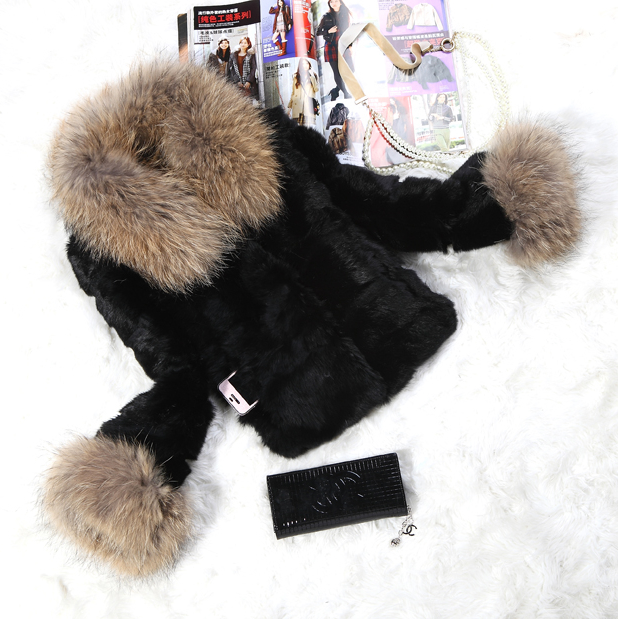 Winter outerwear 2012 raccoon fur coat rabbit fur coat