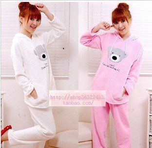 Winter pajamas coral flocking pajamas female suit skin care ladies pajamas long sleeve lovely household to take