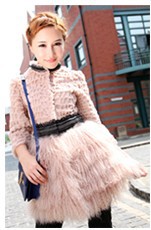 Winter Popular 5 Color Women Fashion Genuine Rex Rabbit Top With Mongolian Fur Dress Coat Mandarin Collar Outerwear