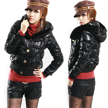 Winter quality leather wadded jacket fashion with a hood cotton-padded jacket slim female short jacket a10321