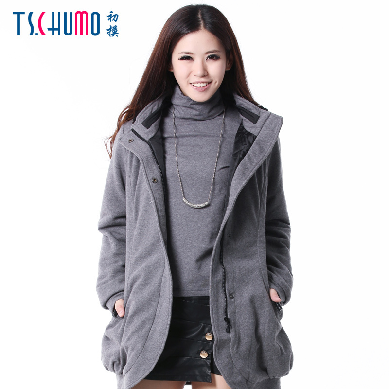 Winter quinquagenarian wadded jacket mother clothing straight hooded wadded jacket women's plus size outerwear thick