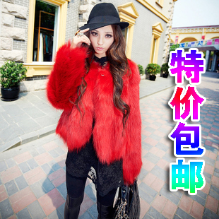 Winter red fox fur long-sleeve short fur coat outerwear