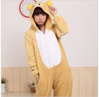 Winter Rilakkuma Relax Bear Animal Cosplay Sleepwear Christmas Pajamas  Kigurumi Winter Jumpsuit Adult Onesie Men ladies pyjamas