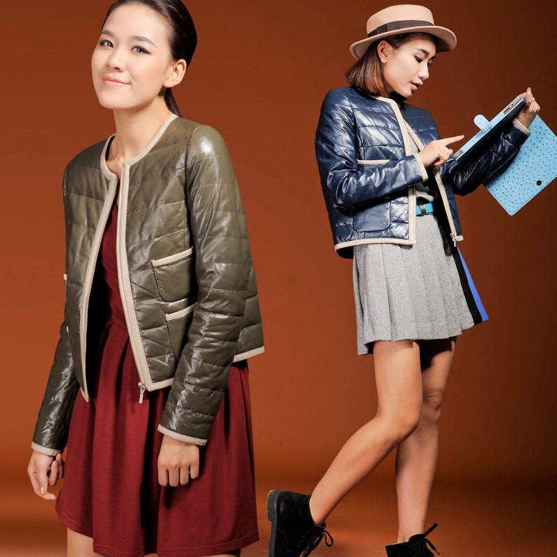 Winter sheep genuine leather down coat female short design thick outerwear slim down coat g1362