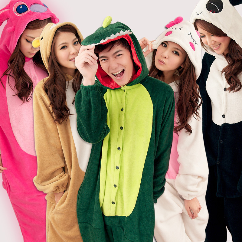 Winter sleepwear coral fleece one piece sleepwear stitch cartoon animal lounge