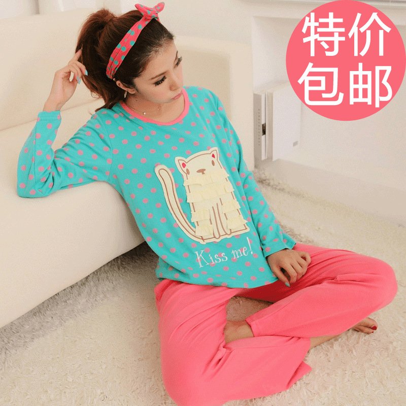 Winter sleepwear female 100% cotton long-sleeve spring and autumn thin cartoon princess sleepwear women's long-sleeve lounge set