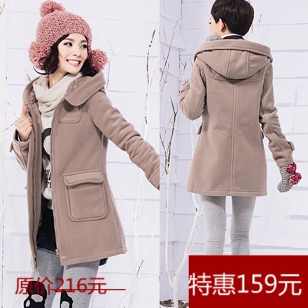 Winter slim thickening women's medium with a hood wadded jacket cotton-padded jacket set plus size