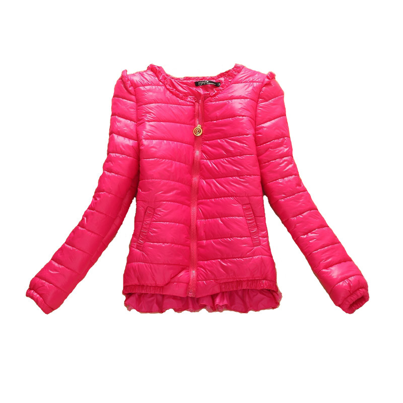 Winter small cotton-padded jacket outerwear female short design women's lace short design wadded jacket female cotton-padded