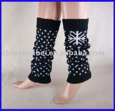 winter snowflake knee high knit leg warmer  kneecap sock legging