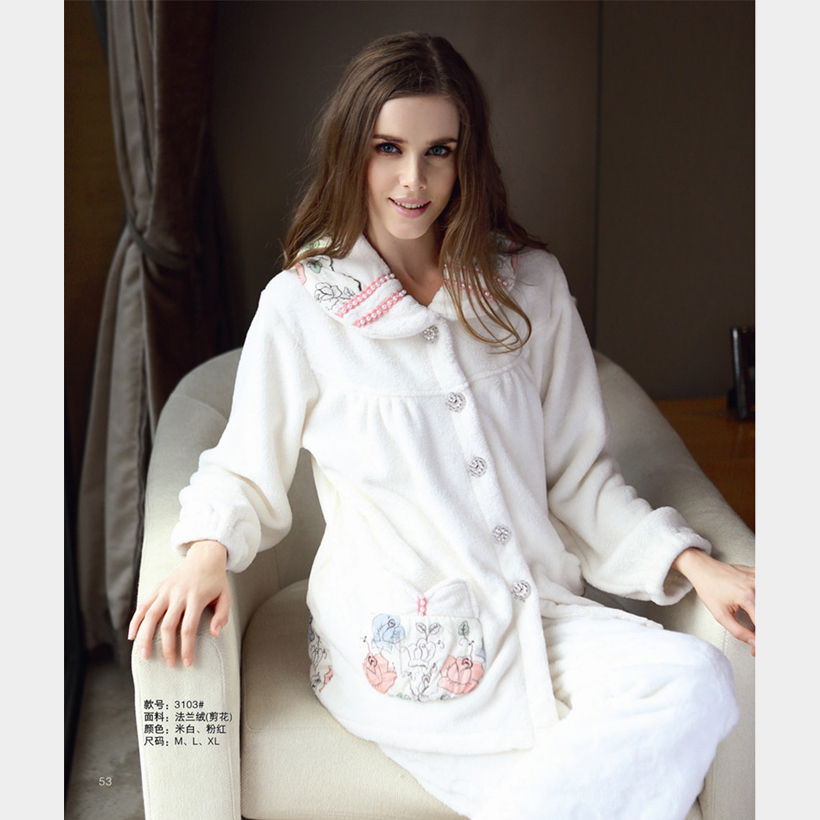 Winter thermal super soft flannel female sleepwear high quality coral fleece cartoon female lounge set