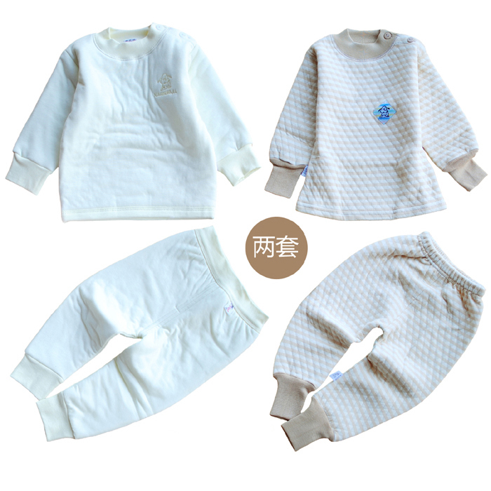 Winter thickening child thermal underwear set 100% cotton colored cotton antarctic cotton set 4 male female child