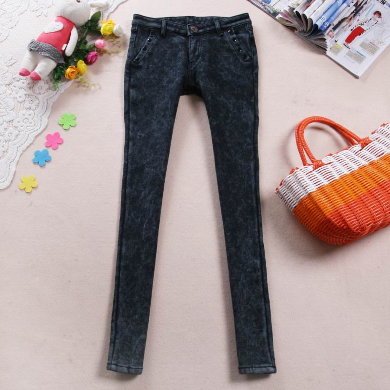 Winter thickening jeans female slim thickening plus velvet basic jeans skinny pants pencil pants