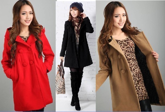 Winter thickening plus size maternity clothing outerwear with a hood slim plus velvet woolen overcoat trench