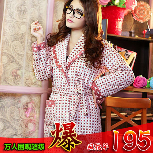 Winter thickening robe bathrobes women's autumn and winter cotton-padded sleepwear cotton-padded jacket lounge