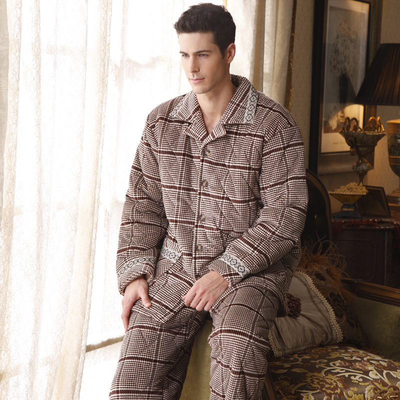 Winter thickening sleepwear cotton-padded thermal male long-sleeve sleepwear lounge autumn and winter sleepwear 8410