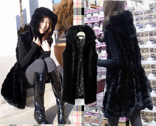 Winter thickening thermal slim waist hooded vest fur vest outerwear wadded jacket