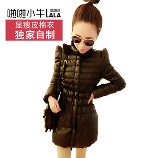 Winter thin down cotton leather wadded jacket cotton-padded jacket outerwear free shipping