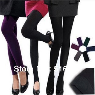 Winter warm free shipping women's Thickened plus velvet big code pantyhose foot pants bottoming socks