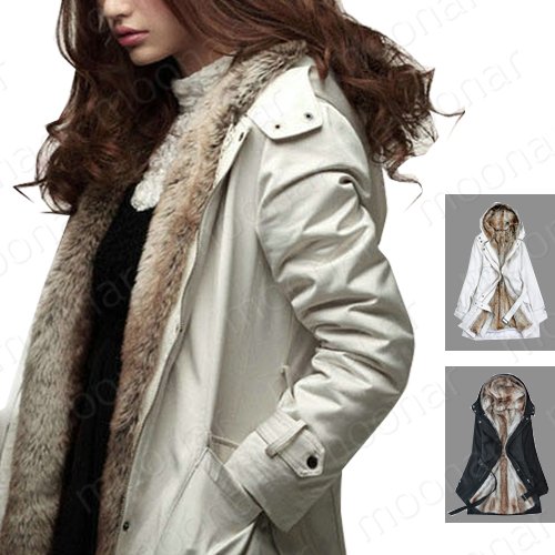 Winter Warm Inner Split Faux Fur Windbreaker Women Hoodie OverCoat Jacket Casual