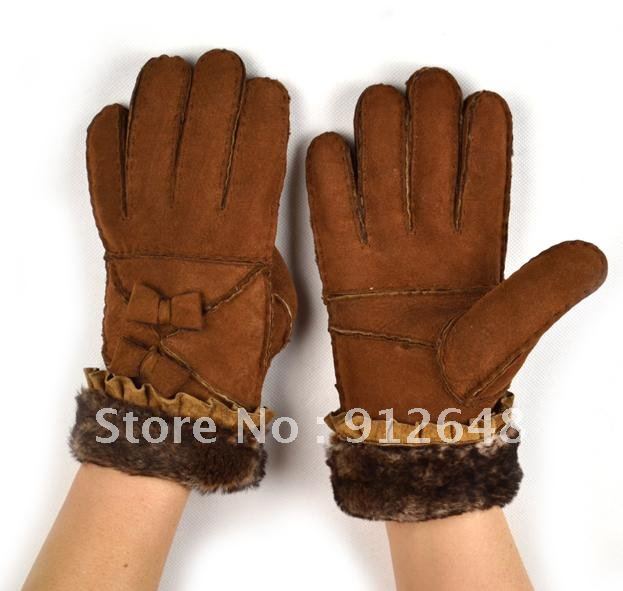 Winter warm new sheep leather gloves female free shipping