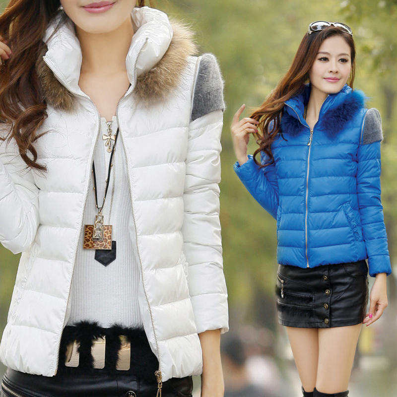 Winter Wear Wool Stand Collar Zipper Solid Thickening Women's Down Cotton Coats Warming