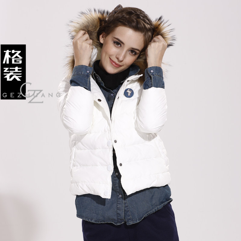 Winter women's 2012 outerwear female medium-long down coat slim denim patchwork y30