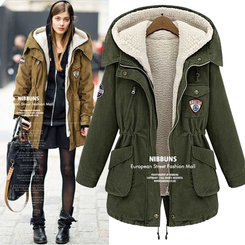 Winter women's 2013 Army Green tooling with a hood trench twinset thermal wadded jacket