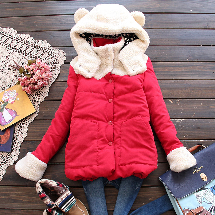 Winter women's 2327 2012 cartoon bear ear cap berber fleece cotton-padded jacket wadded jacket cotton-padded jacket outerwear