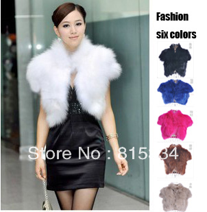 winter Women's boutique elegant faux fox fur vest/ short design fur coat/ fashion wool coat free shippng six colors